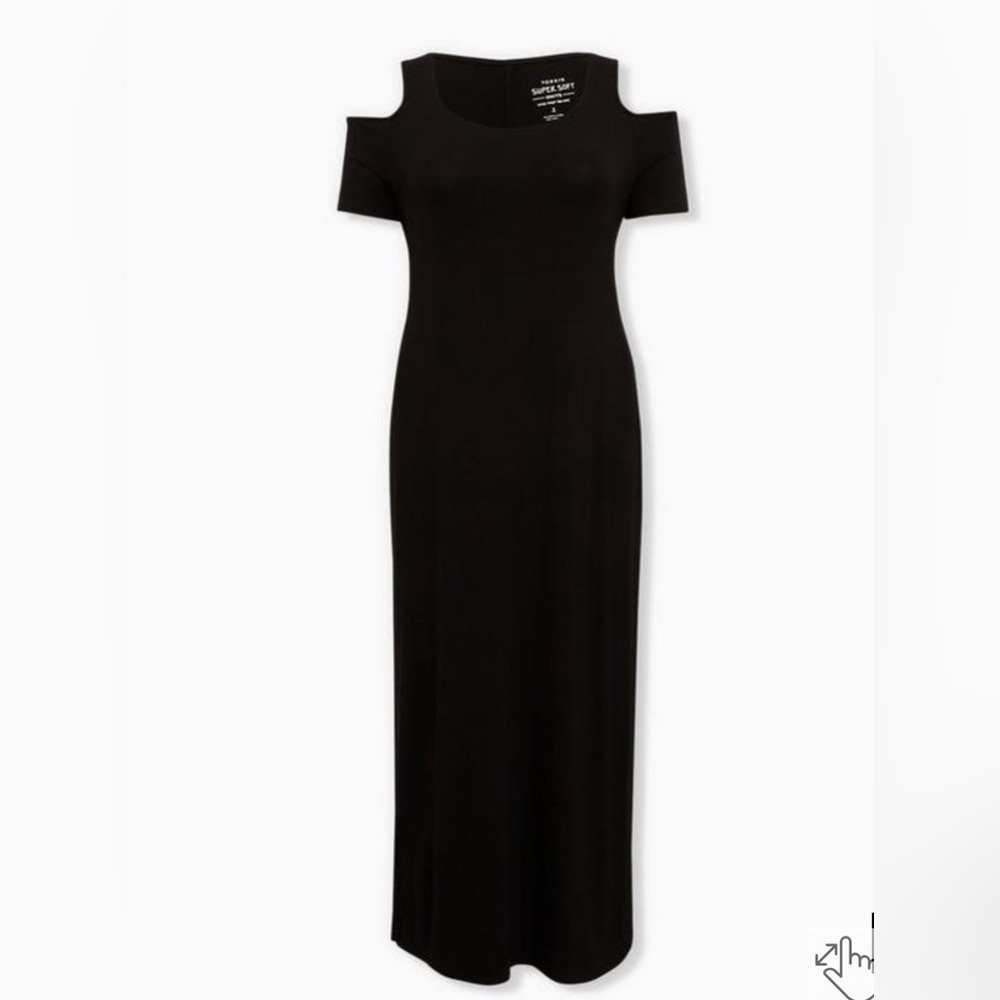 Torrid Super Soft Black Cold Shoulder Maxi Dress size 3